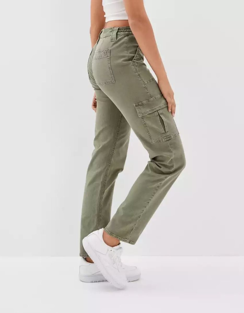 Jean American Eagle AE Stretch Cargo Droit Pant Vert Olive Femme | LDU-98546466